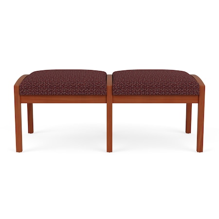 Lesro Lenox Wood 2 Seat Bench Wood Frame, Cherry, RF Nebbiolo Upholstery LW2001